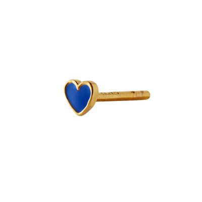 Stine A Petit Love Heart Cobalt Blue Single Ørering Forgyldt Sølv